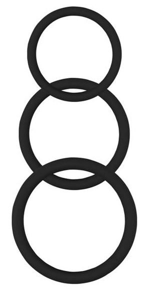 Lot de 3 cockrings Silicone Magnum Force Noir - Get Lock - Cockrings Flexibles