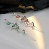 F.I.N.S SZinc Alloy Sterling Zinc Alloy Slender Viper Piercing Stud Earrings Women Retro Old Red Zircon Snake Hanging Ear Fine Zircon Gift