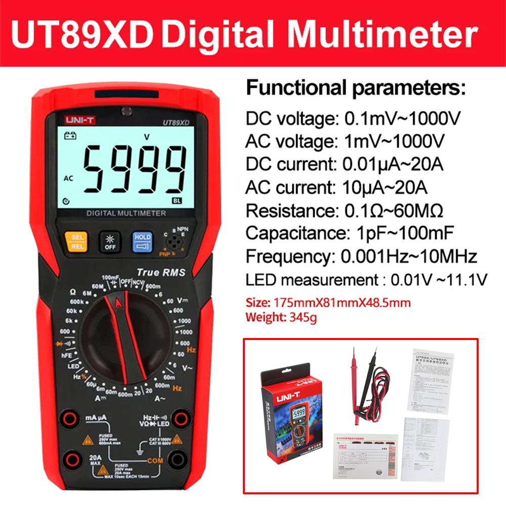 Professional Digital Multimeter UNI-T UT890C UT89X UT89XD UT105+ UT107+ UT61B+ UT61D+ UT61E+ Voltmeter Ammeter Electric Tester