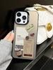 A Coffee-Printed Laser Phone Case with Anti-Drop Protection, Suitable for iPhone 17, 16, 15, Plus, Pro, Max 14 12 Series Phones