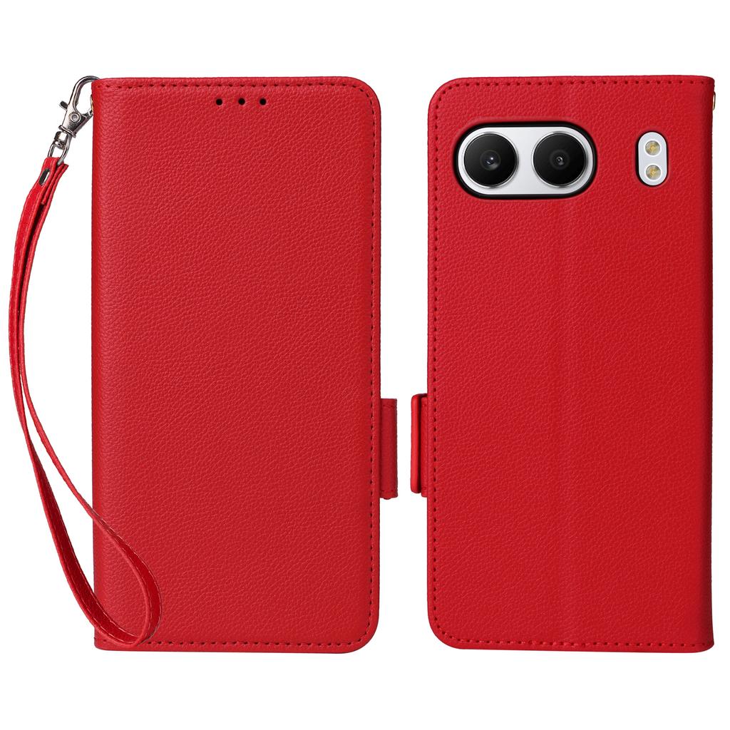 For OnePlus Nord 4 Case with Wrist Strap Litchi Texture PU Leather Wallet Phone Cover