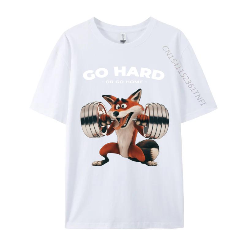 Go Hard Or Go Home Fox Gym Workout Motivational Quotes Normal Unisex Tshirt Tops Tees 2024 Fashion Cotton Funny TShirt Classic S