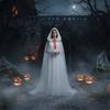 Elegant Transparent Witch Costume Cloak for Adults Teens Halloween Party Role Play Dressing Up