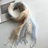 Dolly Para Linen Summer Linen Natural Gradient Blue and Women's Scarf, Stole, Coolness, Color-Changing (Light Beige)