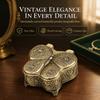 Alloy Material Vintage Jewelry Box Footed Base Stemmed Treasure Storage Case  Home Decor