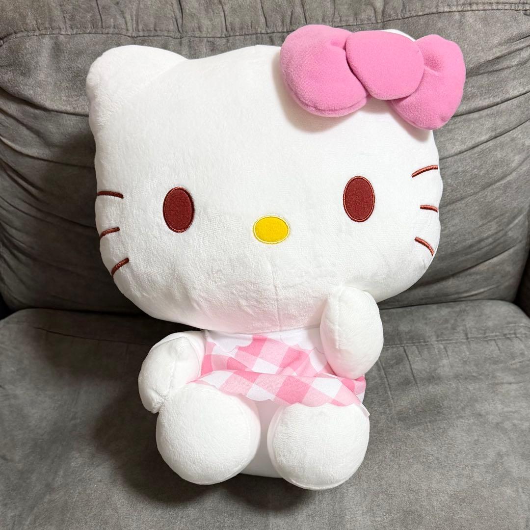 Hello Kitty stuffed toy pink check total length approx. 33cm