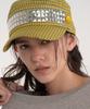 Ieseussiseutyudio Studded Plaid Patch Military Cap (Yellow)