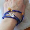 Vintage High-End Natural Lapis Lazuli Old Beeswax White Crystal Multi-Circle Bracelet Bracelet.