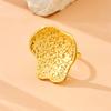 DIEYURO 316L Stainless Steel Golden Irregular Hammer Pattern Adjustable Ring Womens Fashion New Finger Ring Jewelry Gift Party