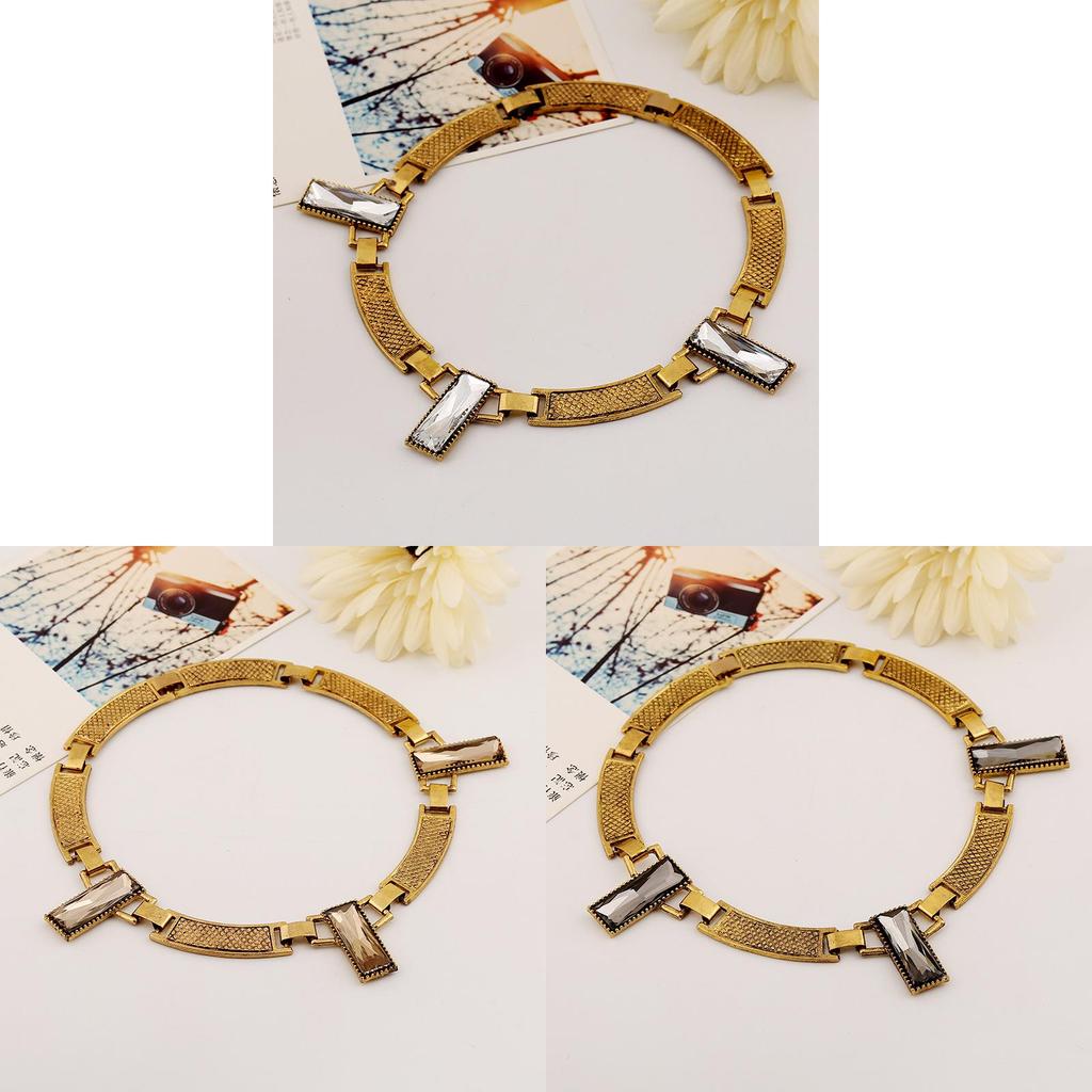 Geometrische Vintage-Legierungskette mit Strassverzierungen für Damen im Bohème-Stil