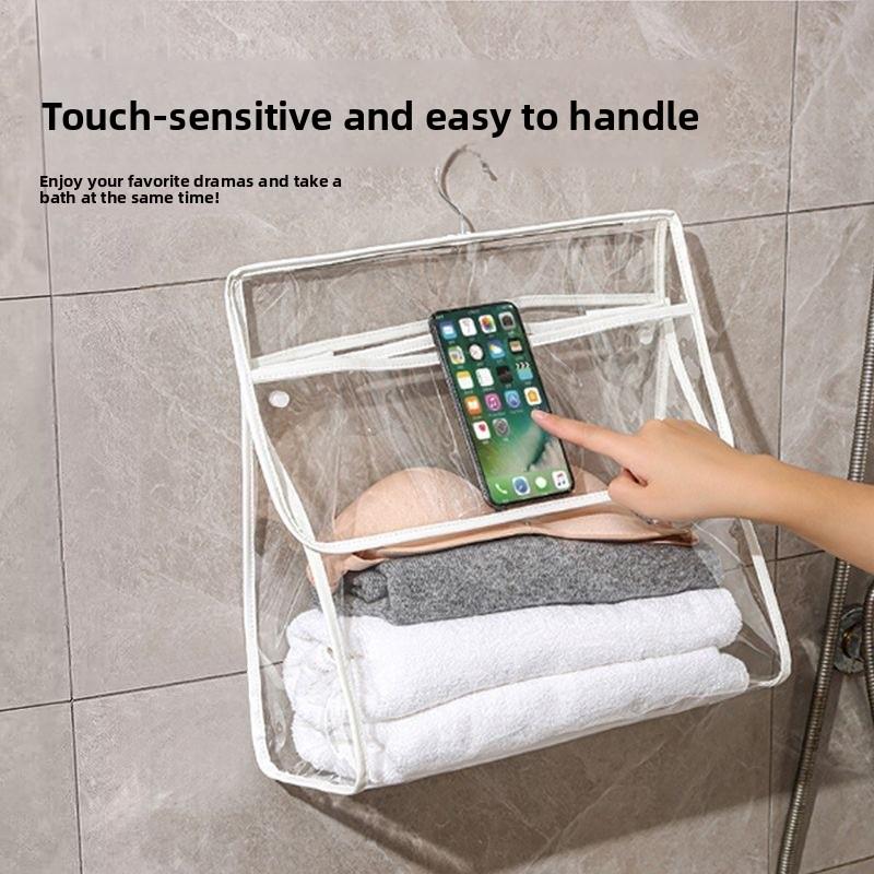 Bathroom Waterproof Hanging Bag, Bathroom Bath Clothes Storage Bag, Wall-mounted Storage Bag, Transparent Hanging Bag