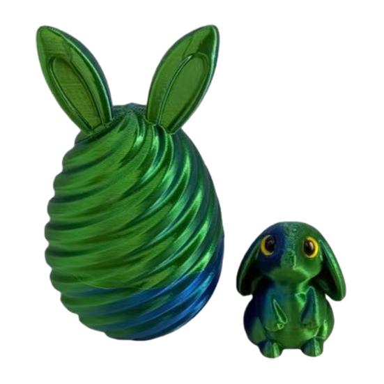 3D Printed Easter Egg with Mini Bunny Inside Spiral Bunny Egg Fidget Toy for Home Office Decor Easter Basket Stuffers for Kids Adults