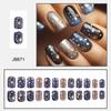 24 Pcs Astral Stick on Nail Colorful Artificial Nail Short Square False Nail Glossy Press On Nail for Woman Girls