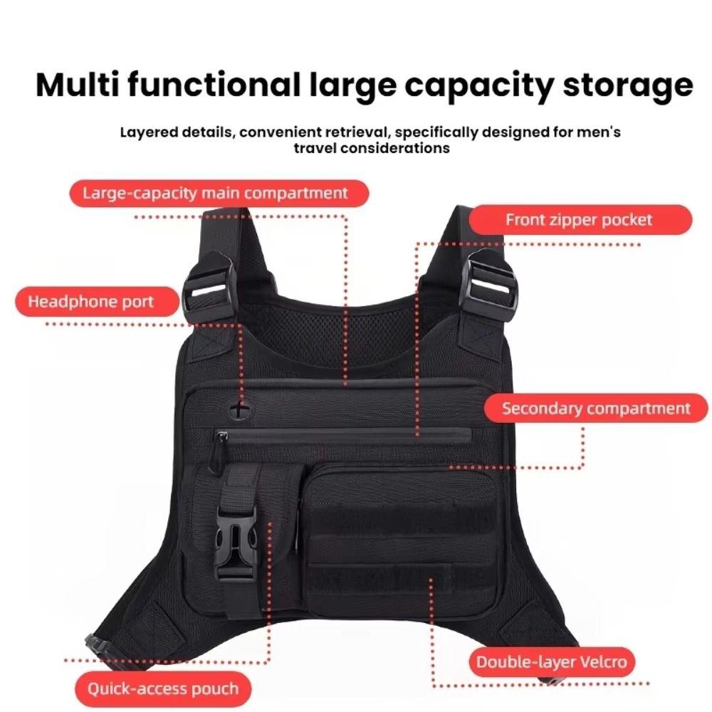 Adjustable Multi-functional Chest Bag Multi-functional Outdoor Chest Bag Sports Vest Bag  Men