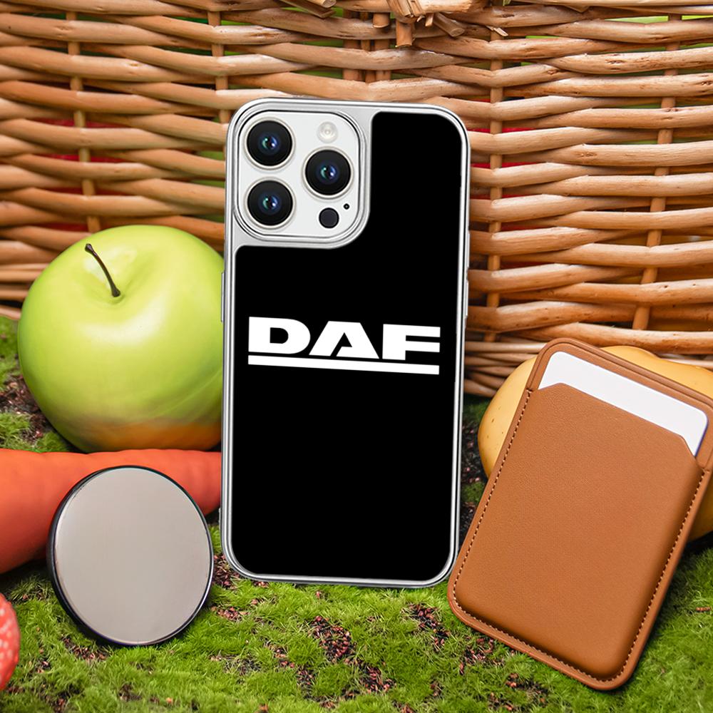 Daf logo cool car fashion design Phone Case for iPhone 16 15 14 13 12 11 Pro Max Sheepskin Silver-edged protective case