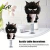 Miniature Cat Dashboard Ornaments Cute Car Decorations with Spring Swing Design 2D Flat Acrylic Kitten Gift for Lovers Ornaments Stable Self