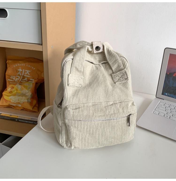 Women's Small Bag Japanese Solid Color Corduroy Schoolbag Female Student Backpack