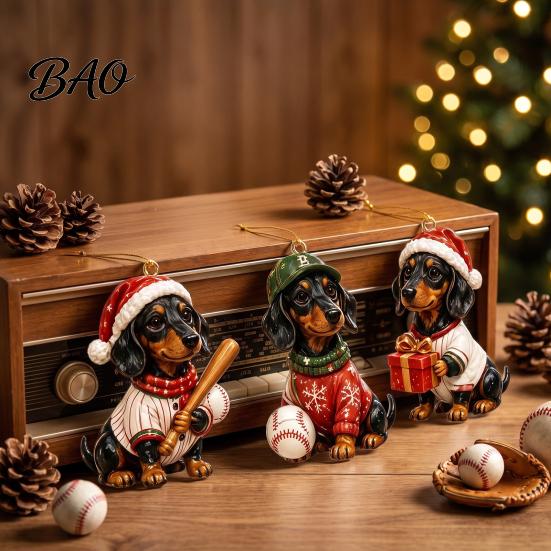 Acrylic Hanging Ornaments for Tree 2026 Dachshund Advent Calendar, 24 Days Baseball Dog Figures Lover Holiday Gifts Christmas Countdown Collectible