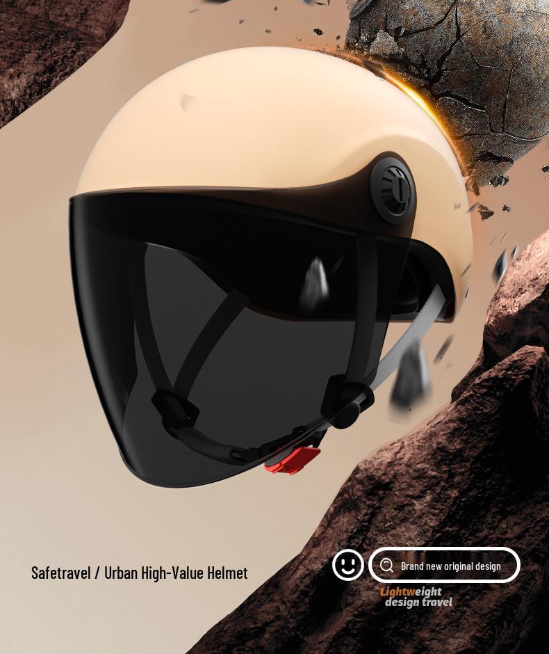 GB 3C Certified Unisex Electric Vehicle Helmet - Summer & All-Season Motorcycle Safety Half Helmet