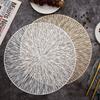 Round Placemats Gold Metallic Placemats 15in PVC Decoration Easy Clean Wipeable Non-Slip Stain Heat Resistant Table Place Mats