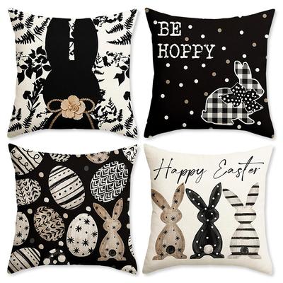 Nuevo Set de Cojines Decorativos de Conejo de Pascua, Funda de Cojín para Sofá con Diseño Estampado de Bordado Falso, Funda de Almohada