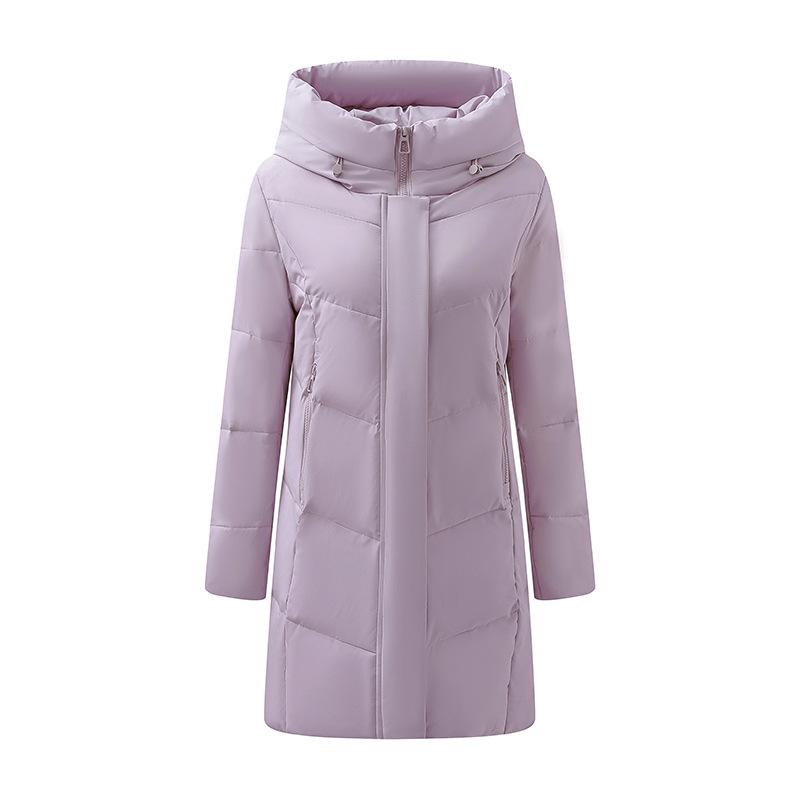 Winter foreign style medium and long down jacket female middle-aged mother large size white duck down warm jacket
