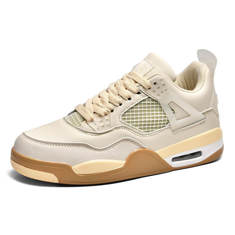 AJ4 Men's Little White Cement High-Top Basketball Sneakers, Thick-Soled, Autumn 2025 Trendy Edition