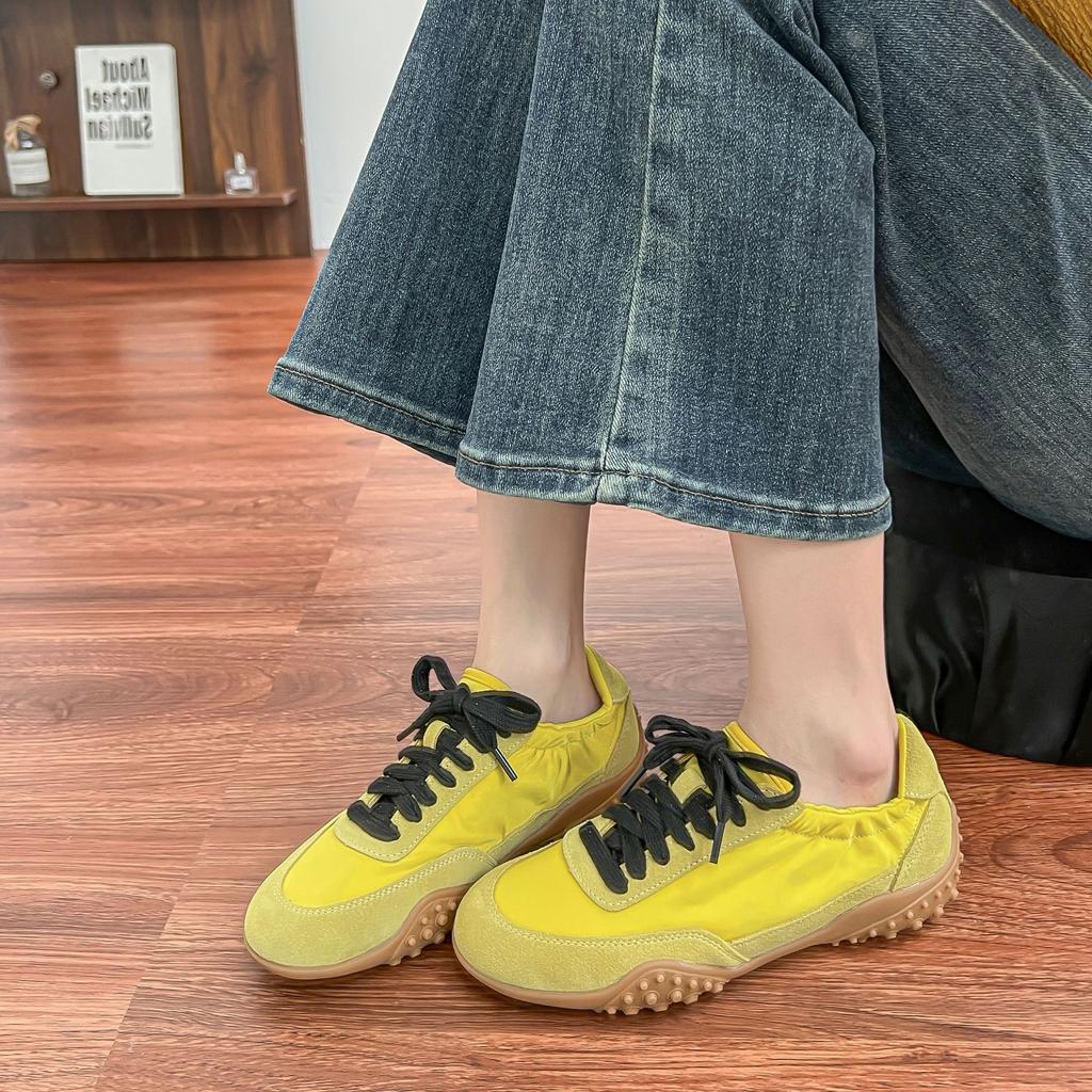 Cowhide Version~ 2025 New Retro Round Head Lace-up Leather German Training Shoes Women's Flat-bottomed Casual Sports Forrest Gump Board Shoes