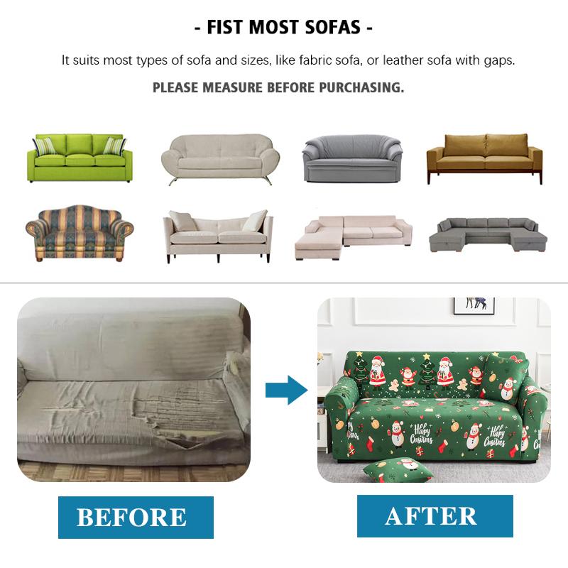 Christmas Sofa Slipcovers Stretch Sofa Cover for Living Room Kids Pets All Inclusive Couch Cover Non Slip Furniture Protector