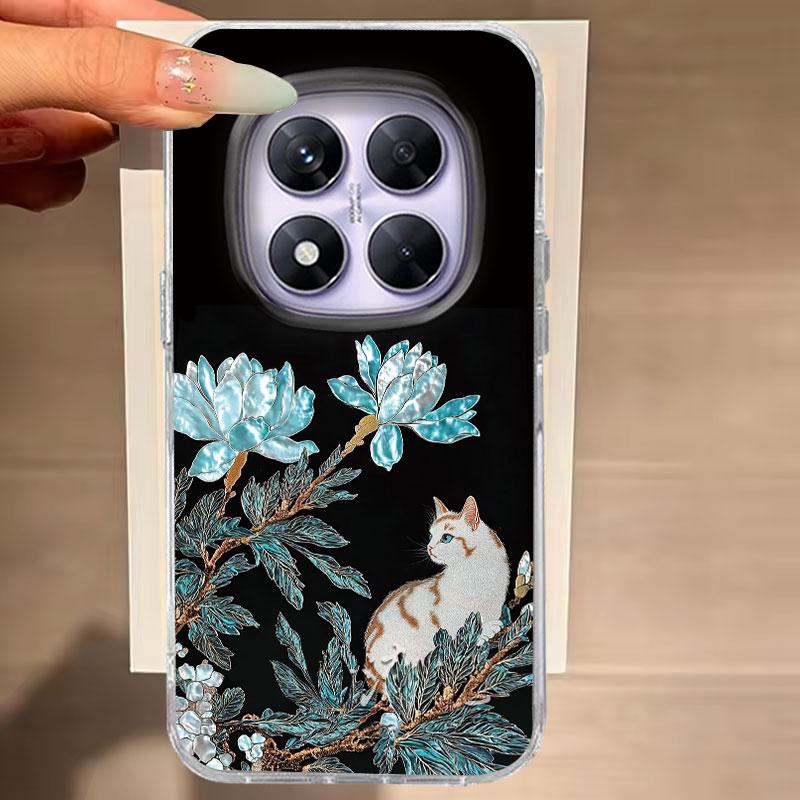 

For Redmi Note 14 Pro 14 Pro Plus 13 12 11 Pro 4G Ro 5G 13R 10 11 A1 13 Phone Case Cute Purple Cat Pattern For Redmi 14C Tpu Bag Redmi 14C 4G