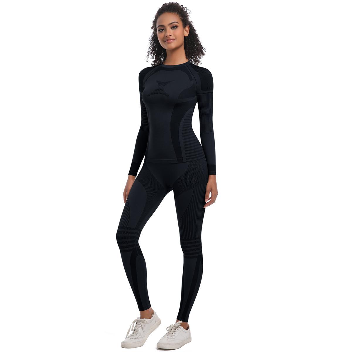 

New Tight Seamless Yoga Suit, Breathable Quick Drying Sports Skiing Suit, Outdoor Running And Fitness Suit For Women S