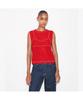 Tolibeochi Cotton And Nylon Mesh Top - Bright Red / White