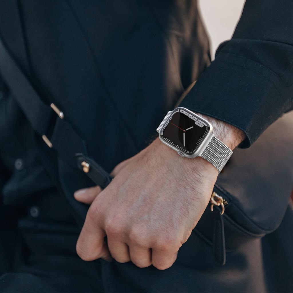 Magnetic Strap for Apple Watch Series 10 9 8 7 SE 6 5 4 3 2 1 42mm 41mm 40mm 38mm Milanese Silver Smart Watch Band