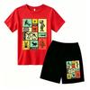 Fashion Retro Mysterious Runes Print Outdoor Street Kids T-shirt and Shorts Summer Home Casual Outfit Boy and Girl's Sports Set