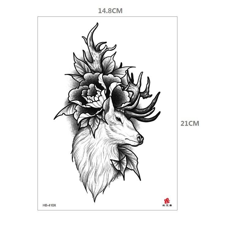 Clown Mouth Flower Body English Color Lion Tiger Half Arm Animal Pattern Water Transfer Simulation Tattoo Sticker