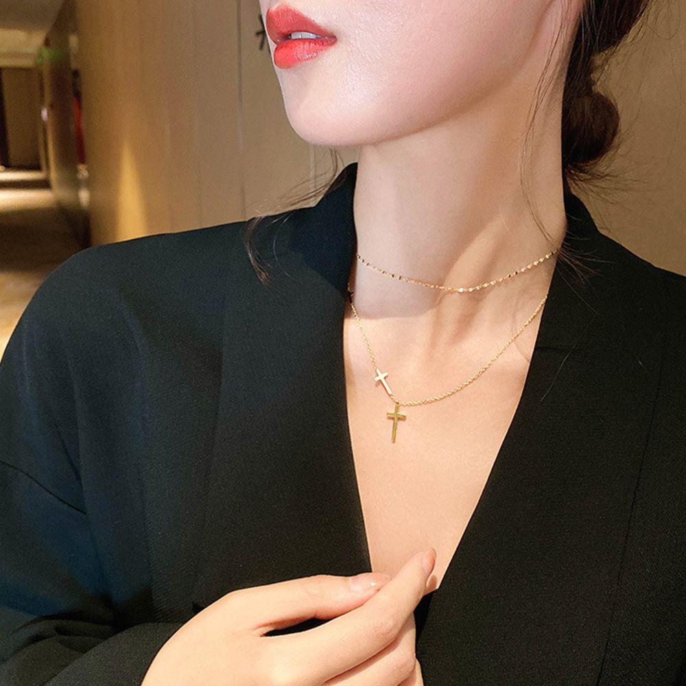 Street Style Korean Style Jewelry Women Pendant Necklace Metal Clavicle Chain Double Layer Choker