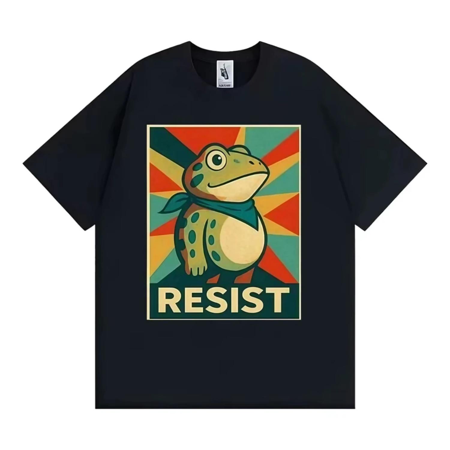

Portland Frog Don’t Obey Resist Funny Tee Shirt Men Women Vintage Gothic Classic T-shirt Casual Humor Loose Short Sleeve T Shirt S чёрный