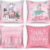New Christmas Pillow Cushion Dwarf Elk Santa Claus Series Sofa Decoration Linen Pillow Cover