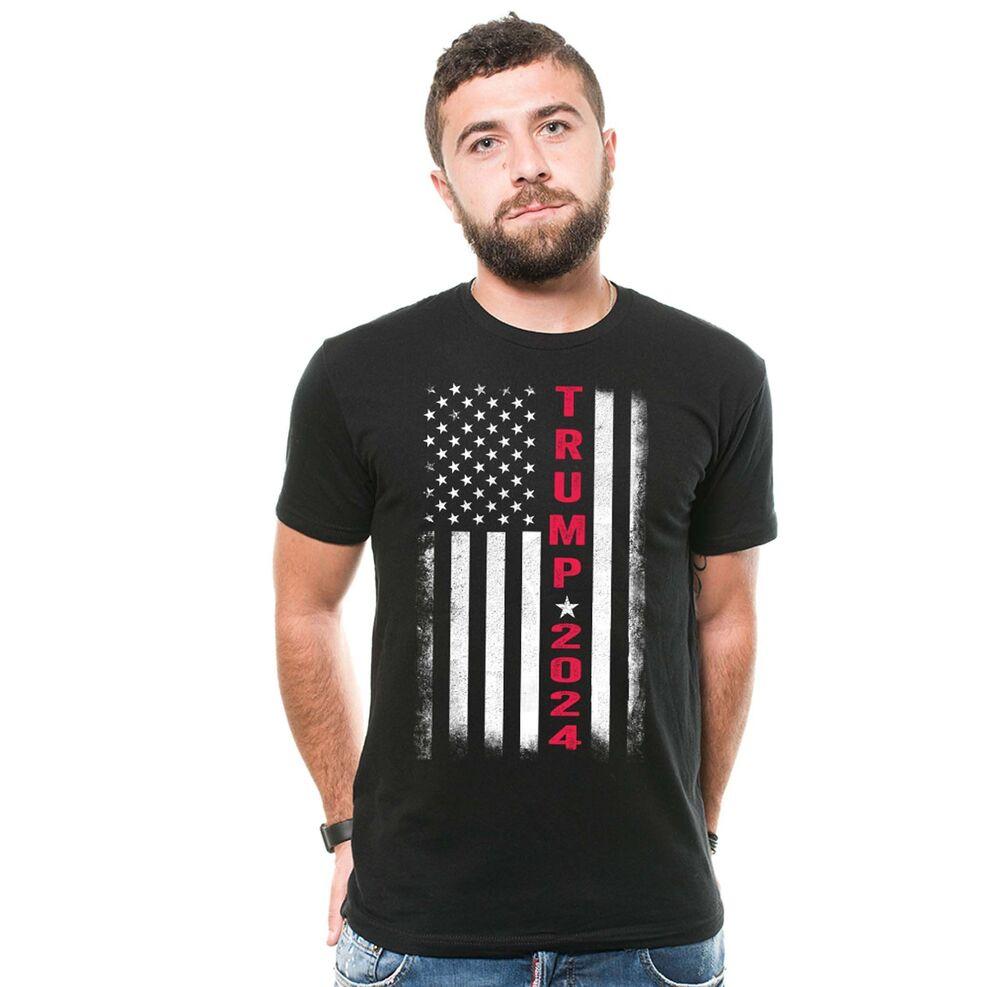 Trump 2024 Flag Shirt Trump Patriotic USA Flag Tee Pro Trump Shirts Trump 45 Tee Unisex T-Shirt S