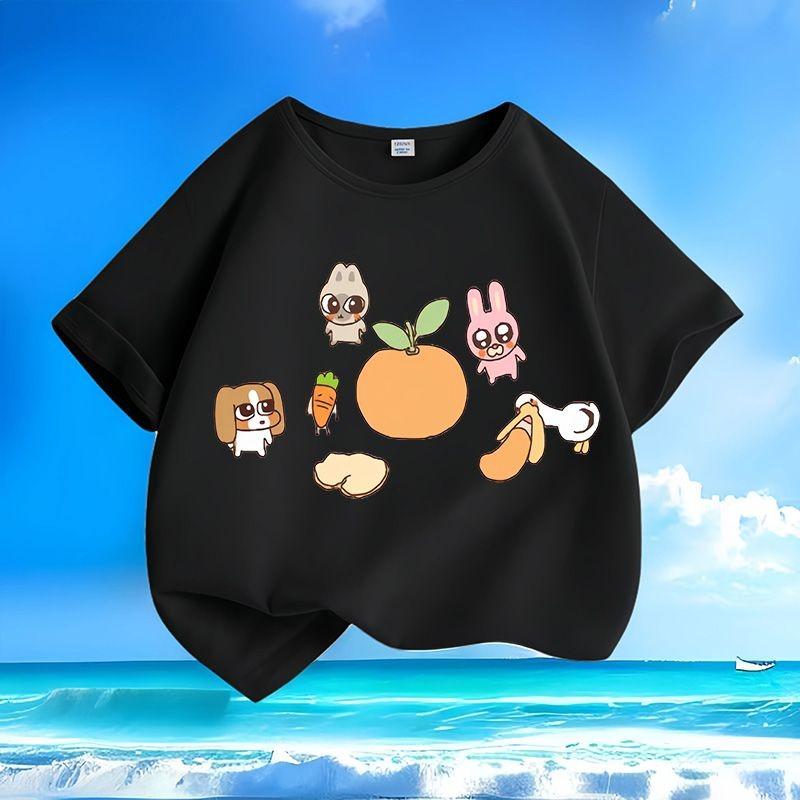 New Summer Cute Pet Paradise Kids T-Shirts Cartoon Animals Crew Neck Loose & Versatile Tops for Boys & Girls