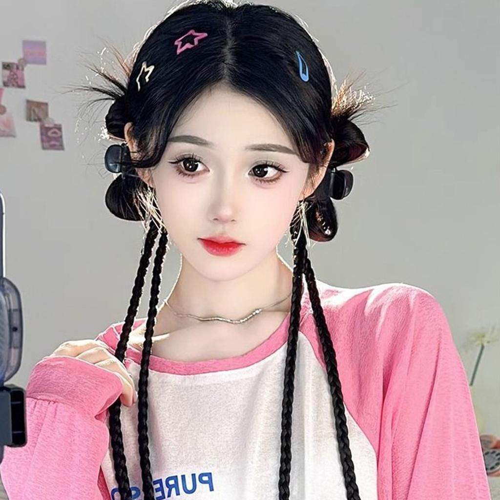 Synthetic Braids Wigs Ponytail Twists Boxing Braid Wig with Hair Clip for Women Girls Ladies Female