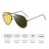 Retro Metal Frame Yellow Lens Night Vision Sunglasses Men Oversize Night Driving SunGlasses Outdoor UV400 Color Changing Goggles