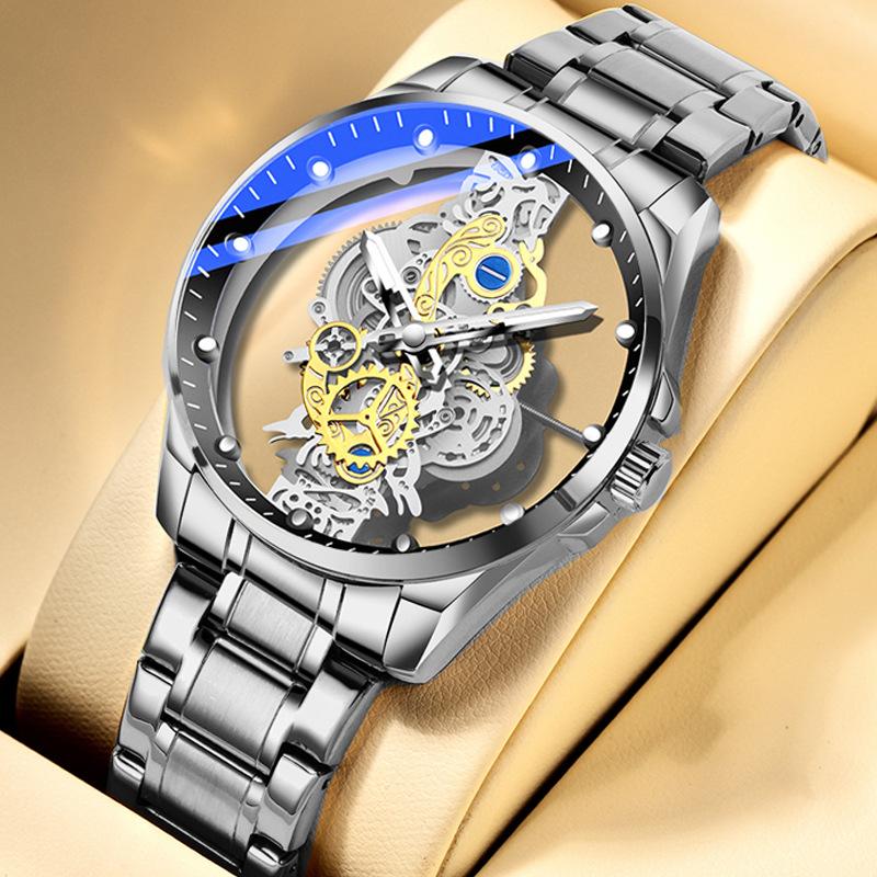 Luxury Business Watches Man Silver Stainless Steel Quartz Watches Male Luminous Wristwatches for Men Clock Relógios Masculino
