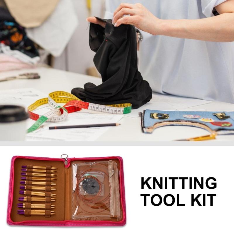 Circular Knitting Needle Set Bamboo Needle Interchangeable Crochet Hook Crochet Needle Knitting Art Tool for Crocheting