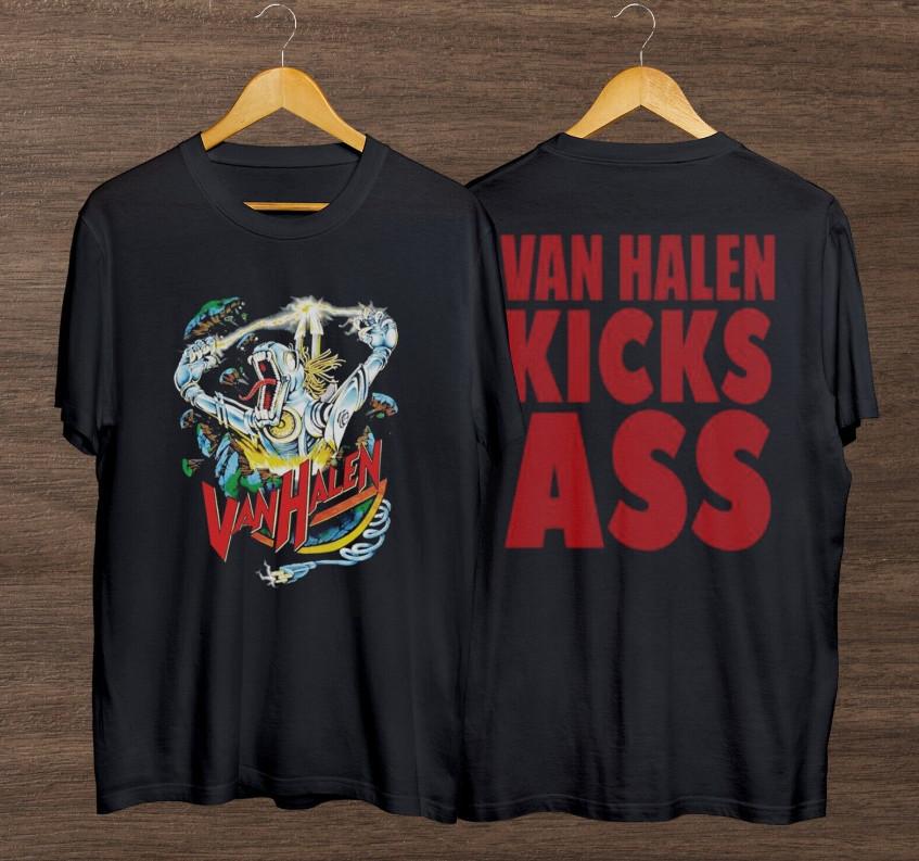 Van Halen Kicks A Robot Dinosaur T Shirt Vintage Van Halen 90s Shirt Unisex T-Shirt S