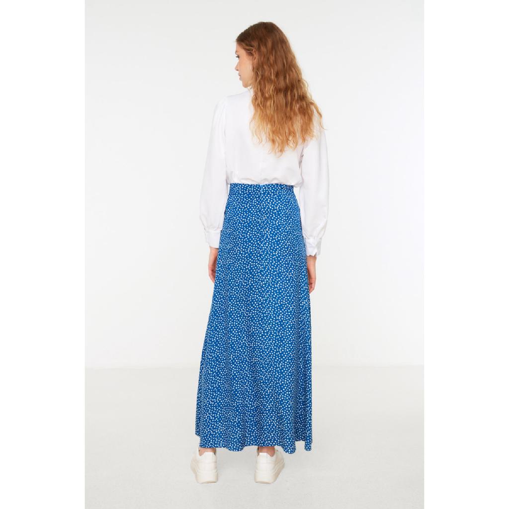 Black Polka Dot Patterned Bell Woven Skirt Tctss22ee0006