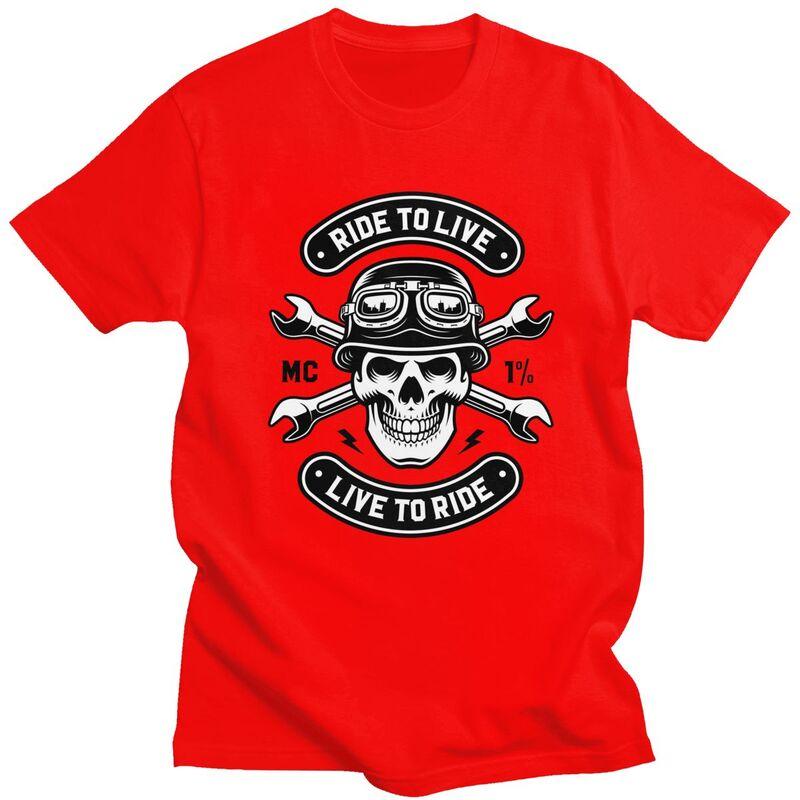 

Custom Rockabilly Motorcycle Rider Rock Skull T Shirts Men 100 Cotton Tees Tshirt ShortSleeve Tshirt S
