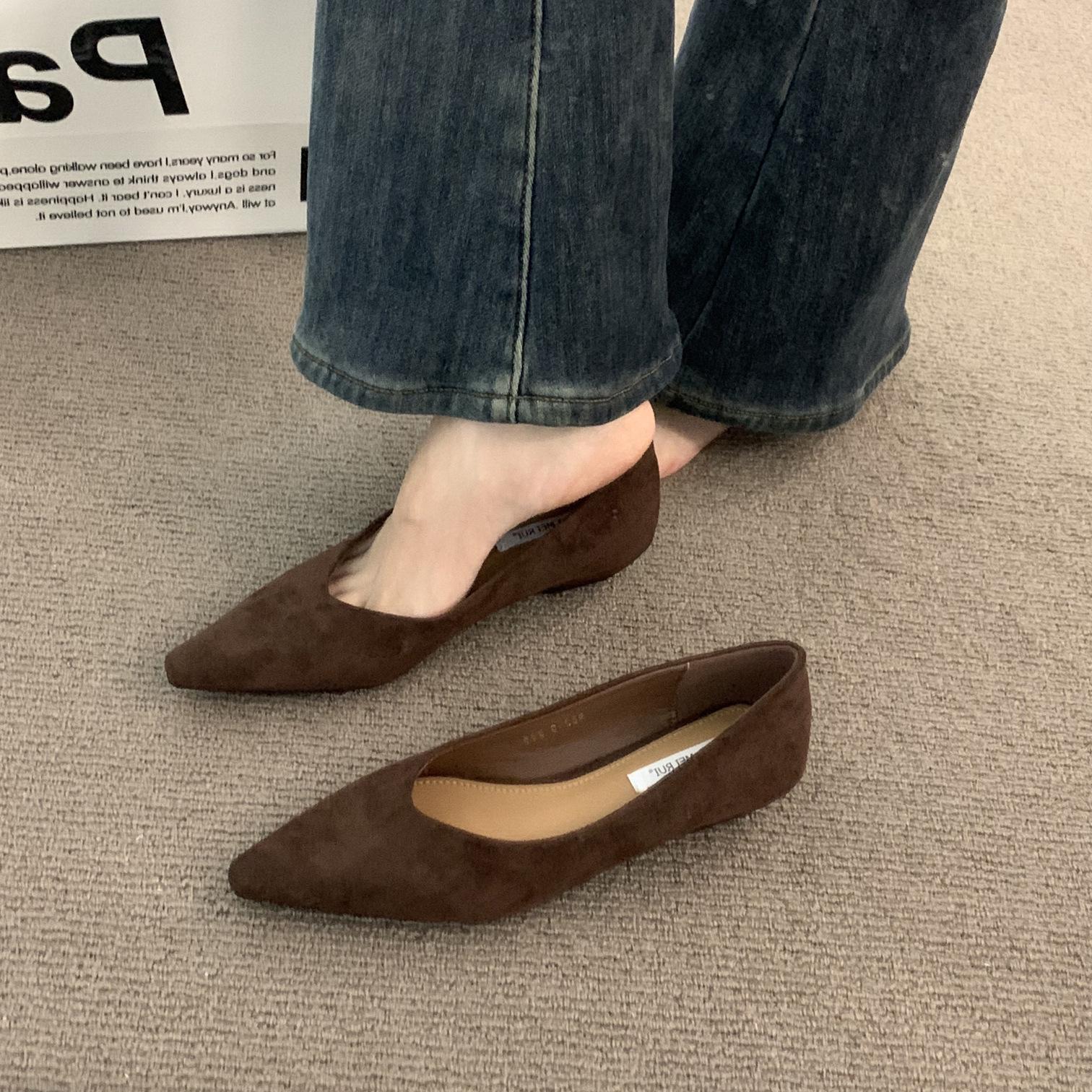 

Женские демисезонные туфли 2025 года, коричневые, с острым носком, на танкетке высокого класса: Элегантная вечерняя и повседневная обувь 38 кофейный