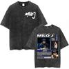 Rapper Milo J Logo Vintage Washed T Shirts Men Women Clothing Harajuku Hip Hop Tshirt Cotton Short Slevee Tshirts Streetwear