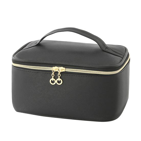 

Велика косметичка для подорожей, сумка для макіяжу зі знімним роздільником, водонепроникна косметичка з верхньою ручкою, органайзер для косметики для відпустки та дому чорний